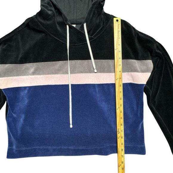 Fabletics‎ Georgina Velour Hooded Sweatshirt Womens Large Striped Athletic Casua - Picture 7 of 12